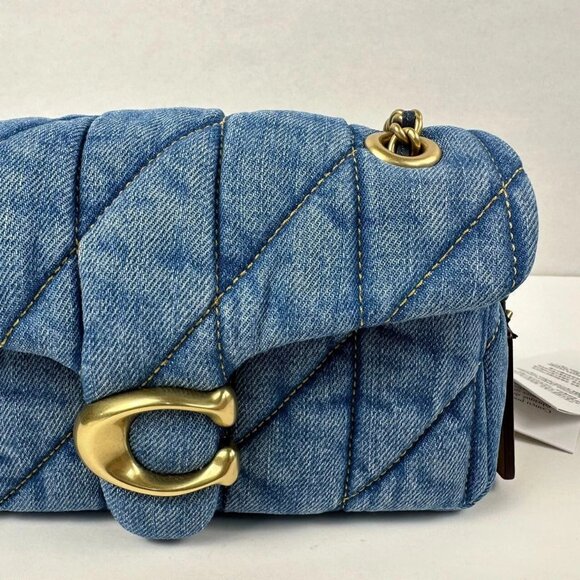 Blue Quilted Chain Shoulder Bag - Picture 8 of 14